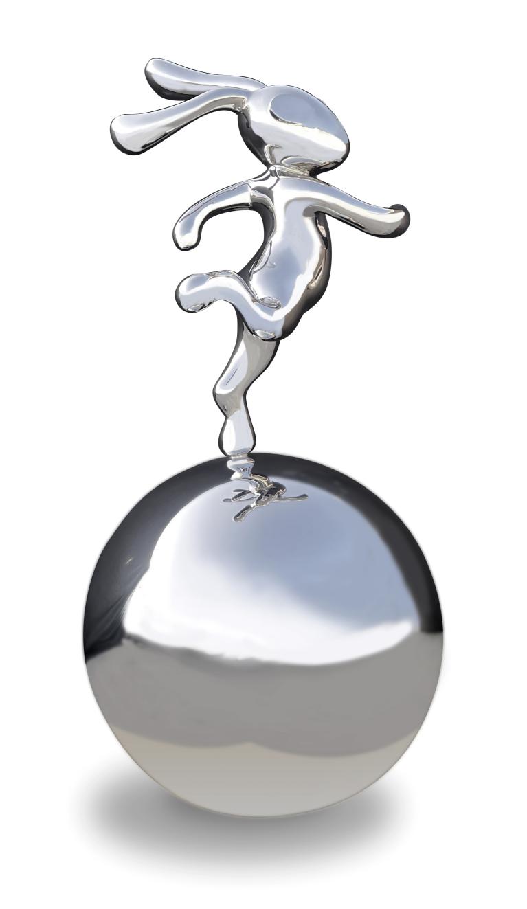 lapin danseur bronze 70 cm