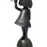 Girl avion Face bronze patiné avions nickelés  80 cm